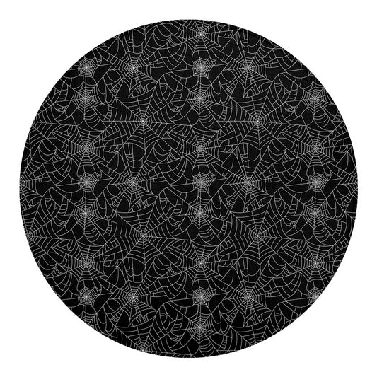 Black And White Spider Web Pattern Print Round Blanket