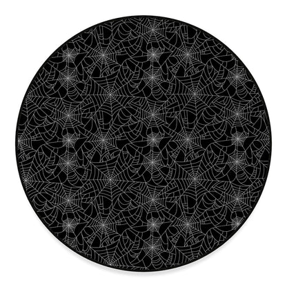 Black And White Spider Web Pattern Print Round Floor Mat