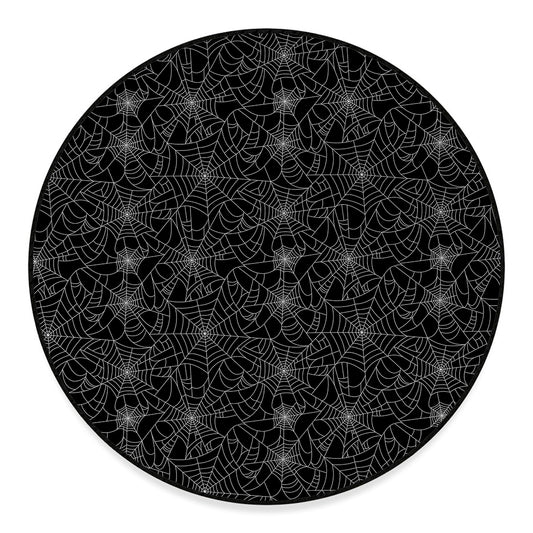 Black And White Spider Web Pattern Print Round Floor Mat