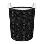 Black And White Spider Web Pattern Print Round Laundry Basket