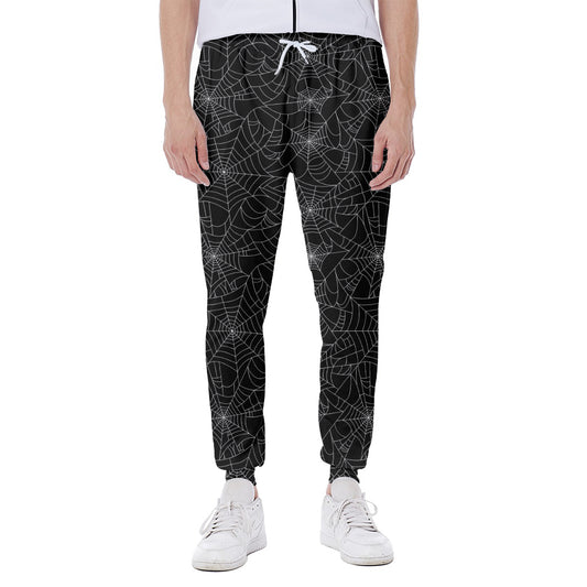 Black And White Spider Web Pattern Print Scuba Joggers