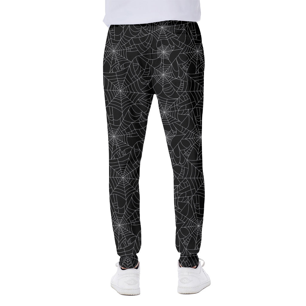 Black And White Spider Web Pattern Print Scuba Joggers