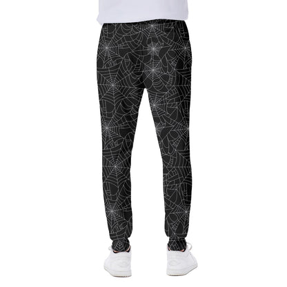 Black And White Spider Web Pattern Print Scuba Joggers
