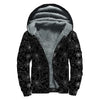 Black And White Spider Web Pattern Print Sherpa Lined Zip Up Hoodie