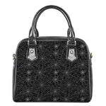 Black And White Spider Web Pattern Print Shoulder Handbag