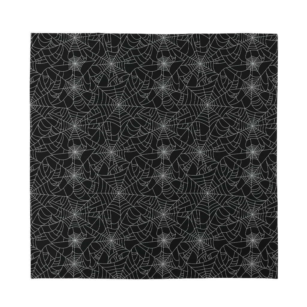 Black And White Spider Web Pattern Print Silk Bandana