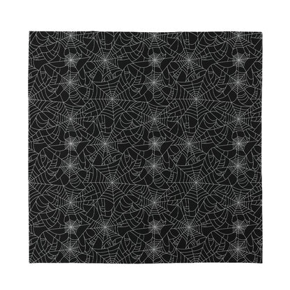 Black And White Spider Web Pattern Print Silk Bandana