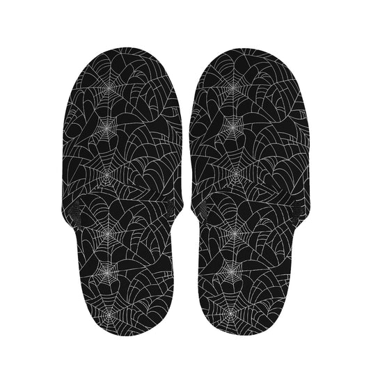 Black And White Spider Web Pattern Print Slippers