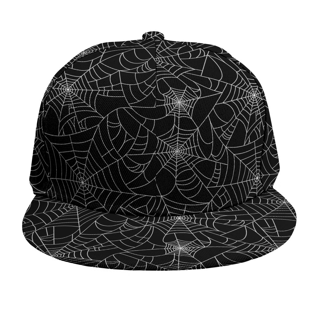 Black And White Spider Web Pattern Print Snapback Cap