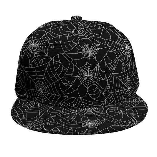 Black And White Spider Web Pattern Print Snapback Cap