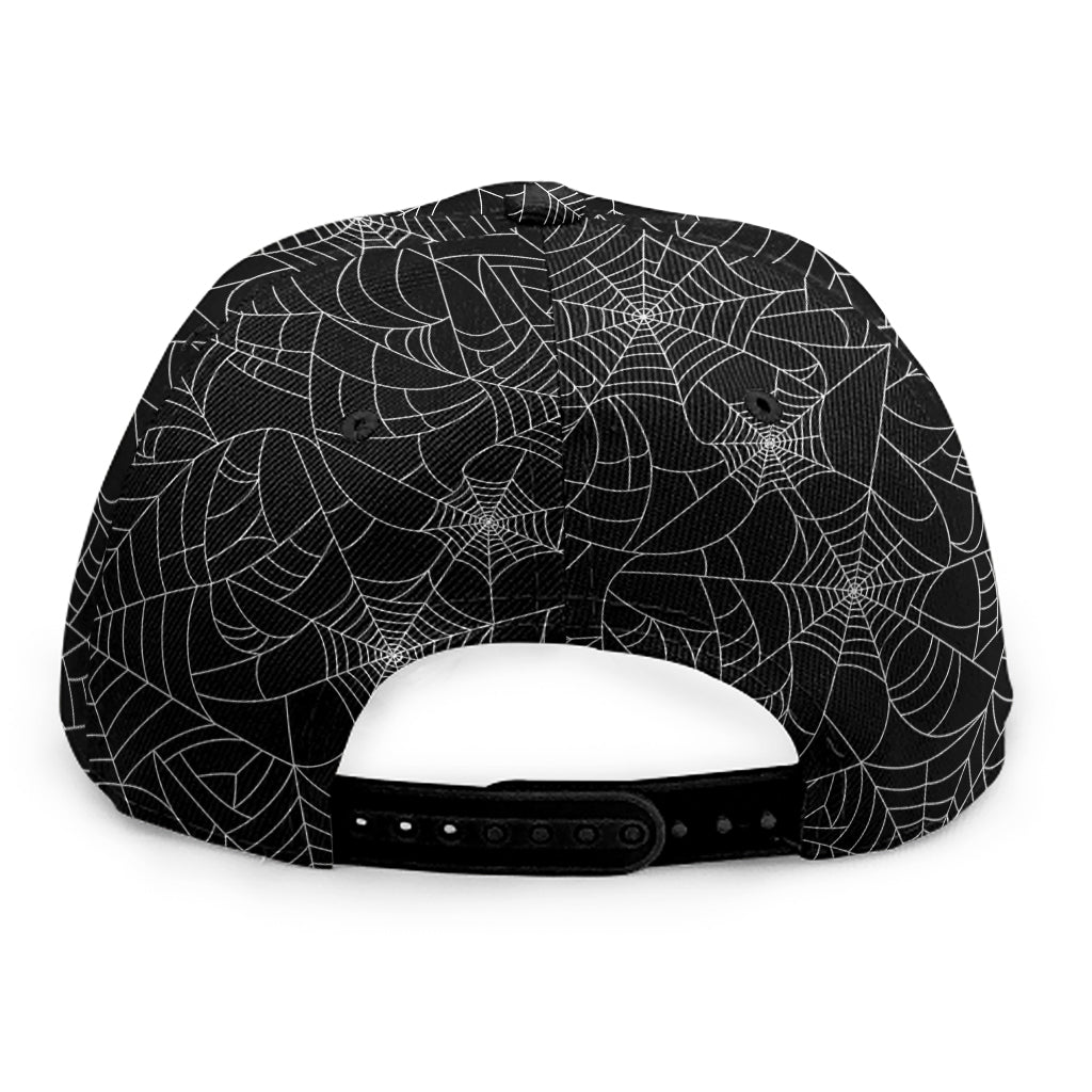 Black And White Spider Web Pattern Print Snapback Cap
