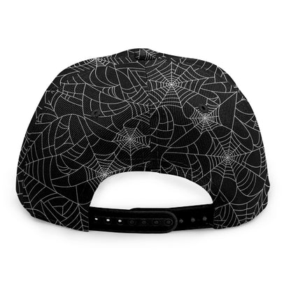Black And White Spider Web Pattern Print Snapback Cap