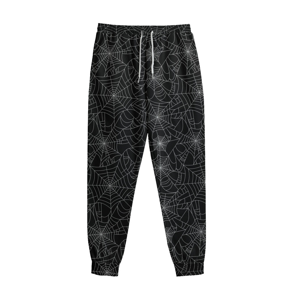 Black And White Spider Web Pattern Print Sweatpants