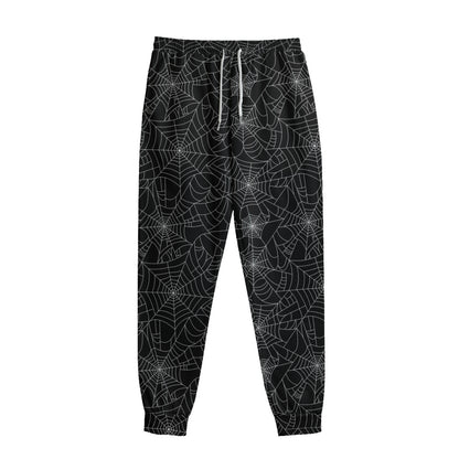 Black And White Spider Web Pattern Print Sweatpants