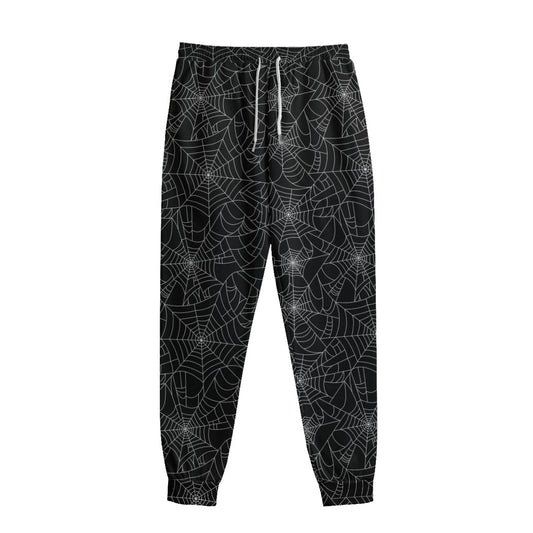 Black And White Spider Web Pattern Print Sweatpants