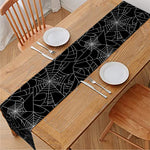 Black And White Spider Web Pattern Print Table Runner
