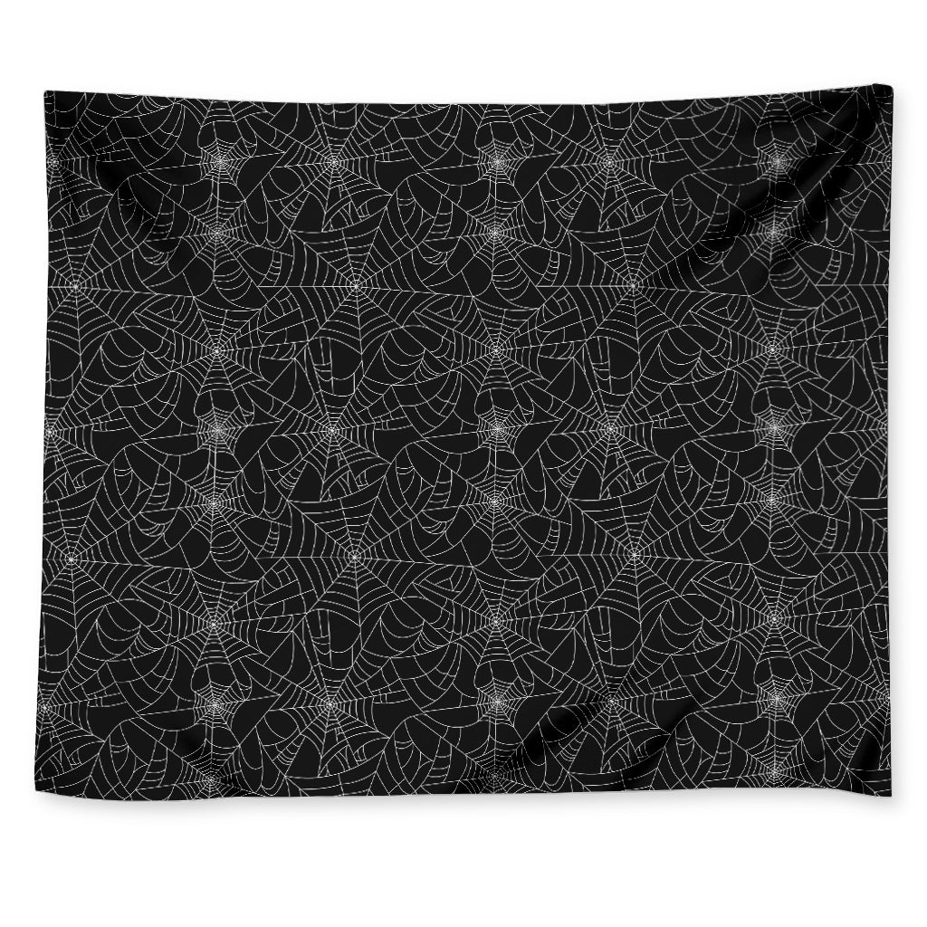 Black And White Spider Web Pattern Print Tapestry