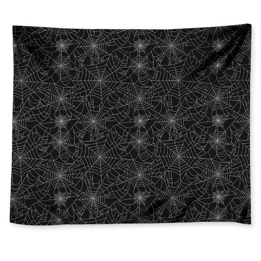 Black And White Spider Web Pattern Print Tapestry