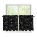 Black And White Spider Web Pattern Print Tier Curtains
