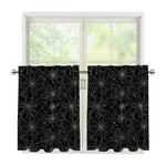 Black And White Spider Web Pattern Print Tier Curtains
