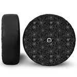 Black And White Spider Web Pattern Print Tire Cover With Camera Hole