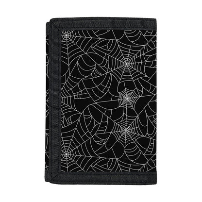 Black And White Spider Web Pattern Print Trifold Wallet