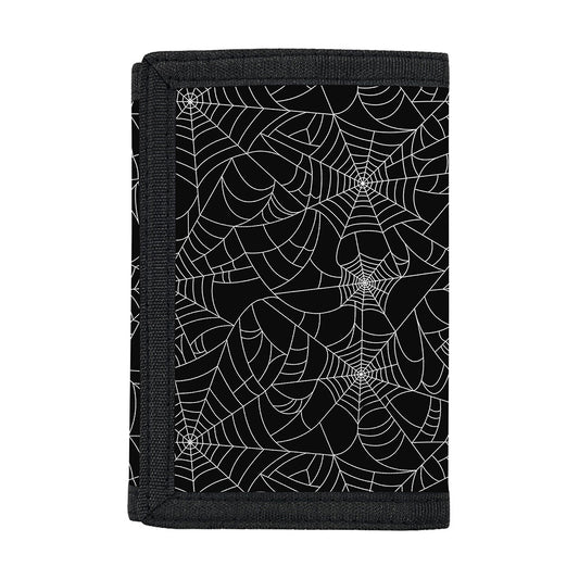 Black And White Spider Web Pattern Print Trifold Wallet