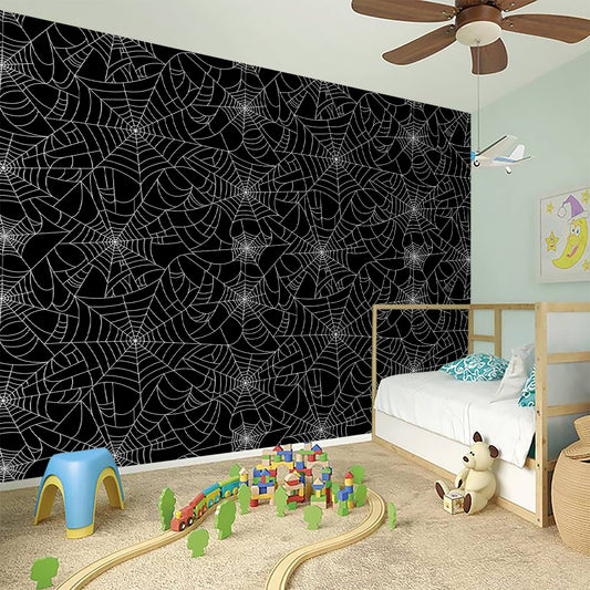 Black And White Spider Web Pattern Print Wall Sticker