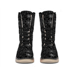Black And White Spider Web Pattern Print Winter Boots