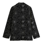 Black And White Spider Web Pattern Print Women's Blazer