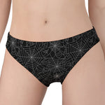 Black And White Spider Web Pattern Print Women's Panties