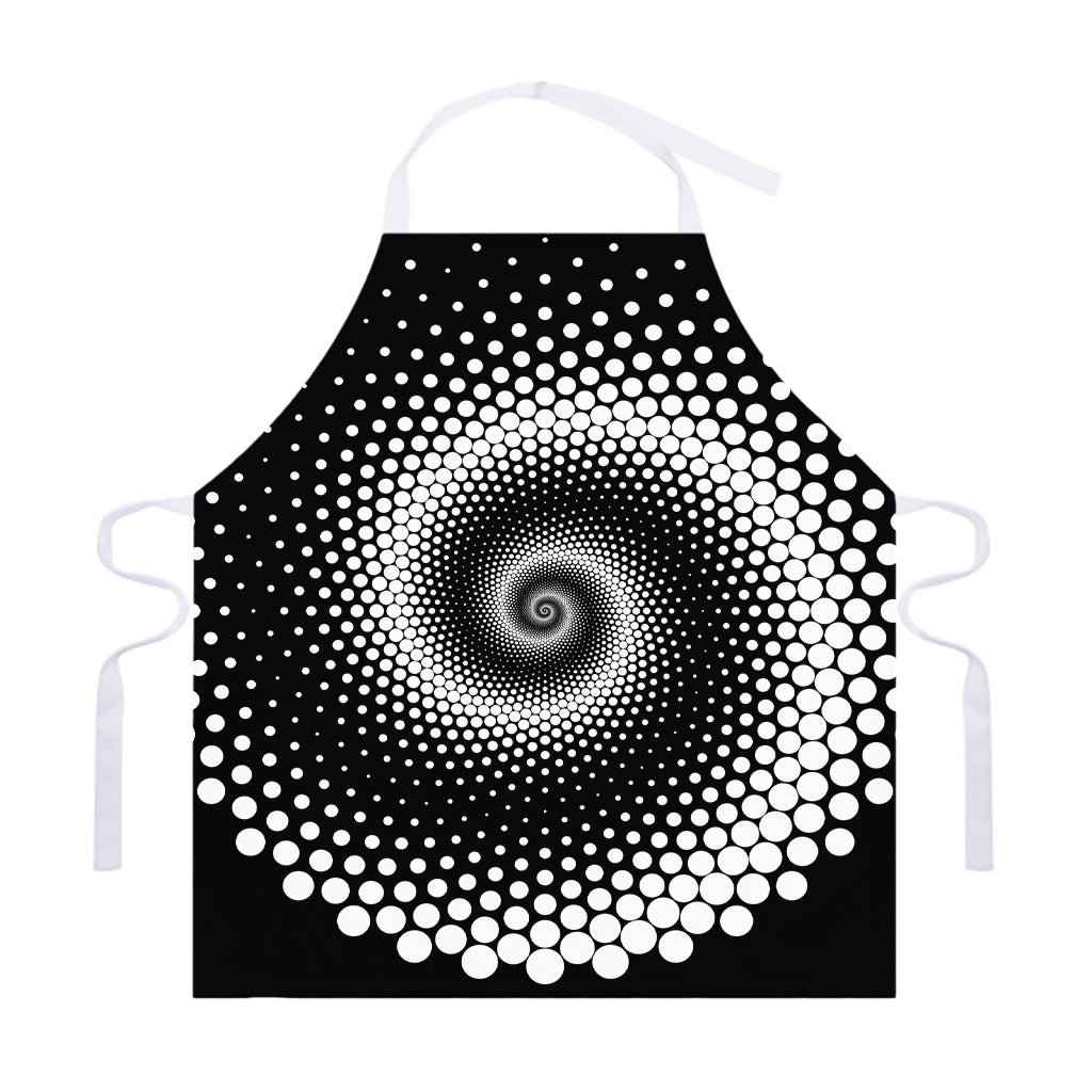 Black And White Spiral Dot Print Adjustable Apron
