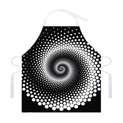 Black And White Spiral Dot Print Adjustable Apron