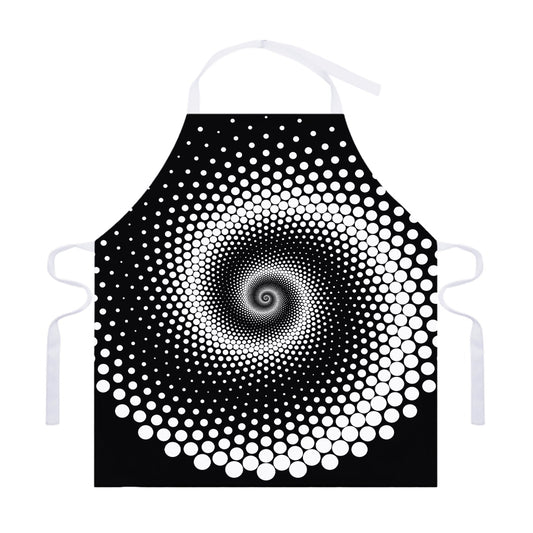 Black And White Spiral Dot Print Adjustable Apron