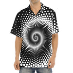 Black And White Spiral Dot Print Aloha Shirt