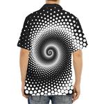 Black And White Spiral Dot Print Aloha Shirt