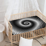 Black And White Spiral Dot Print Baby Crib Sheet