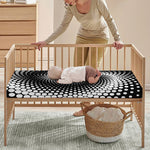 Black And White Spiral Dot Print Baby Crib Sheet