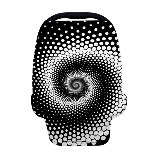 Black And White Spiral Dot Print Baby Seat Cover
