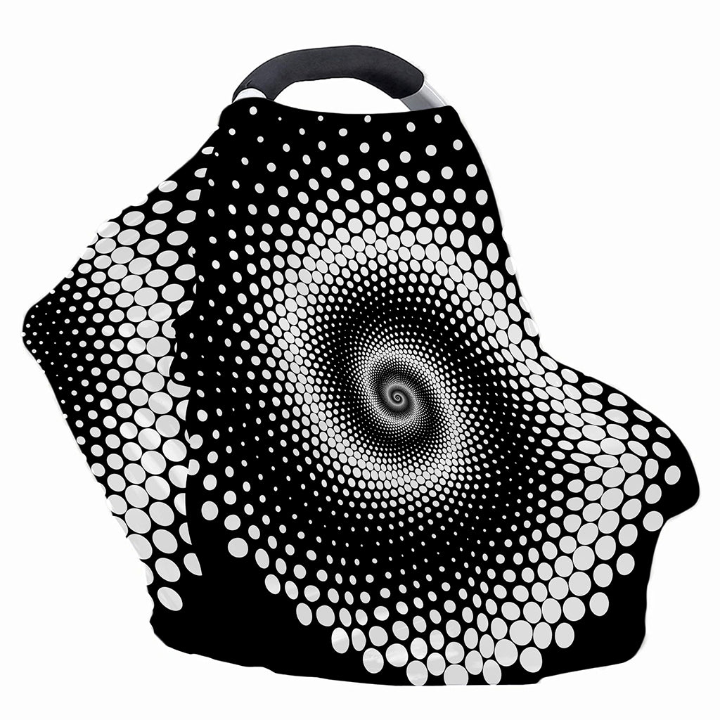 Black And White Spiral Dot Print Baby Seat Cover