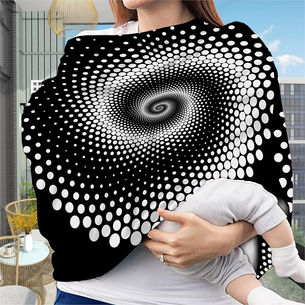 Black And White Spiral Dot Print Baby Seat Cover