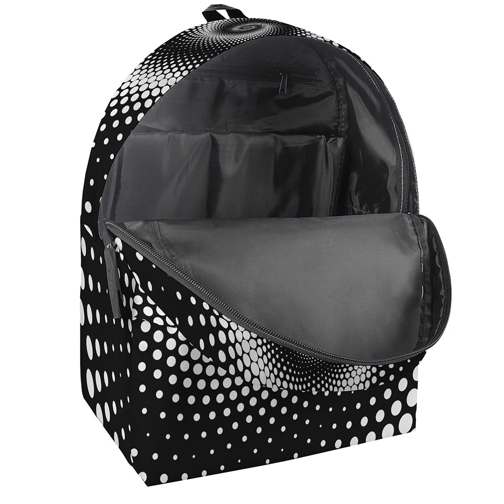 Black And White Spiral Dot Print Backpack