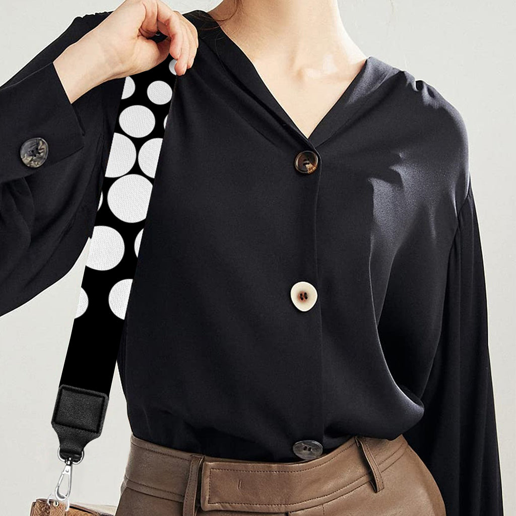 Black And White Spiral Dot Print Bag Strap