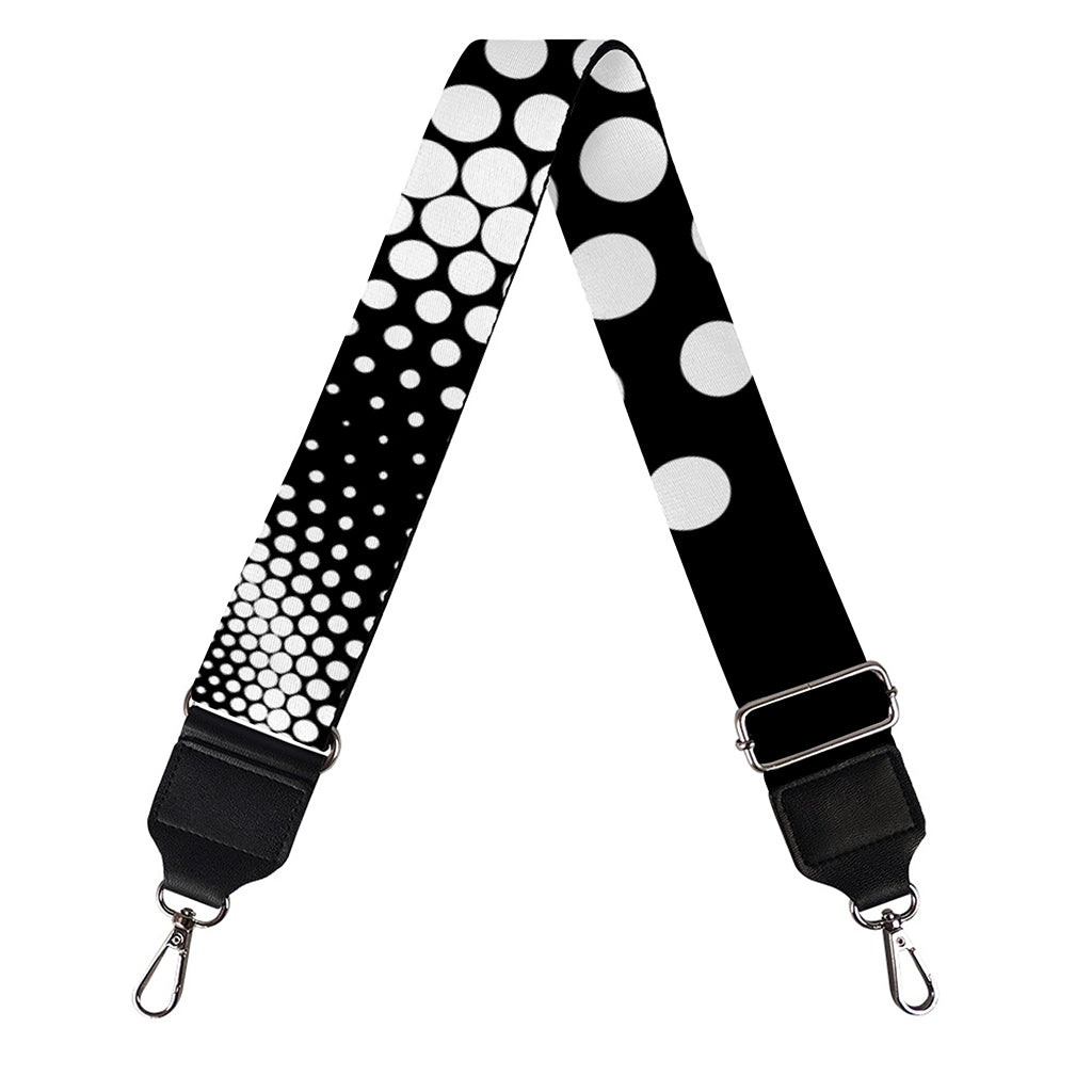Black And White Spiral Dot Print Bag Strap