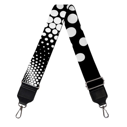 Black And White Spiral Dot Print Bag Strap