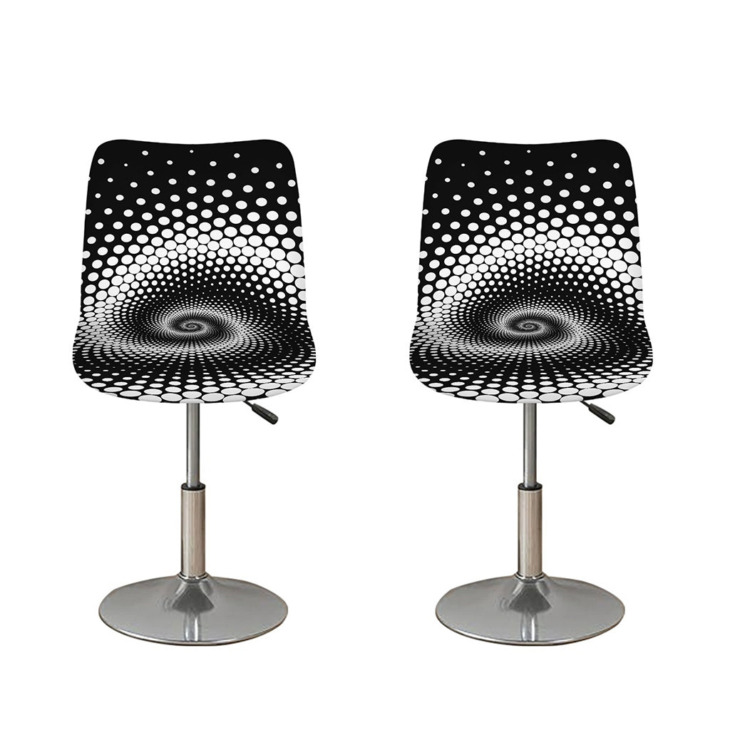 Black And White Spiral Dot Print Bar Stool Covers