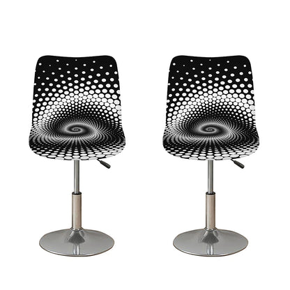 Black And White Spiral Dot Print Bar Stool Covers