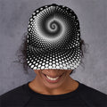 Black And White Spiral Dot Print Baseball Cap