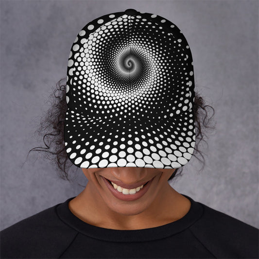 Black And White Spiral Dot Print Baseball Cap