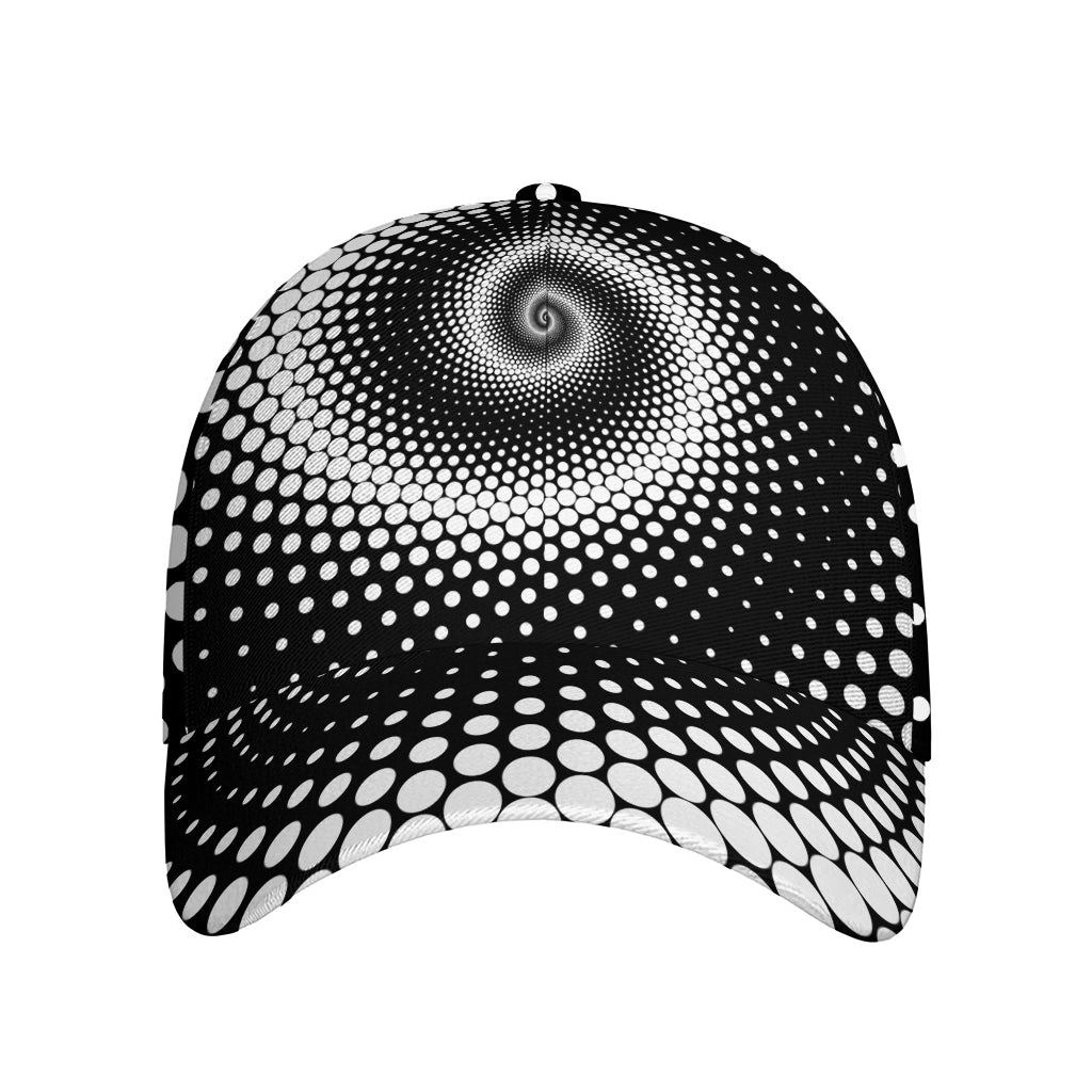 Black And White Spiral Dot Print Baseball Cap